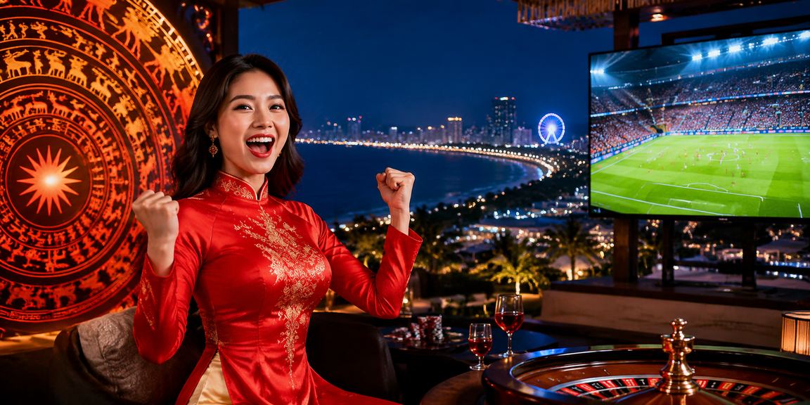 Cô gái mặc áo dài truyền thống Việt Nam tại không gian giải trí casino hiện đại ở Đà Nẵng