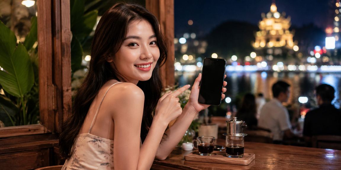 Người chơi thư giãn với điện thoại tại quán cà phê Ninh Bình, thể hiện tinh thần chơi game có trách nhiệm